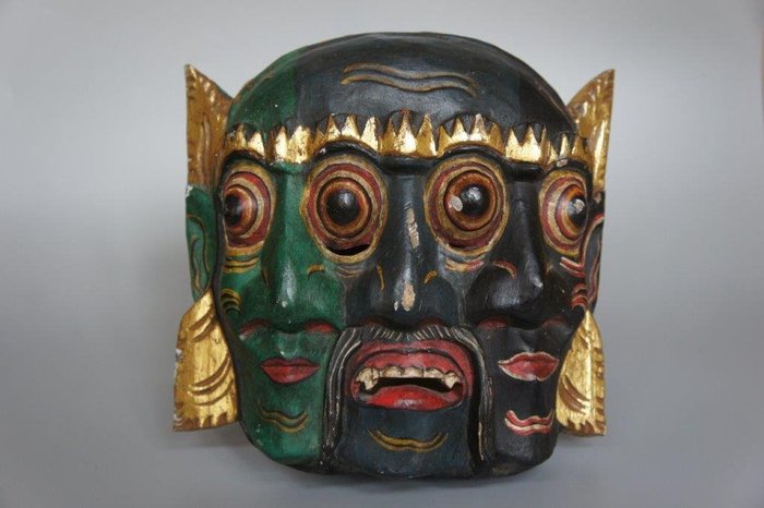 Three face mask - Wood - Bali, Indonesia 