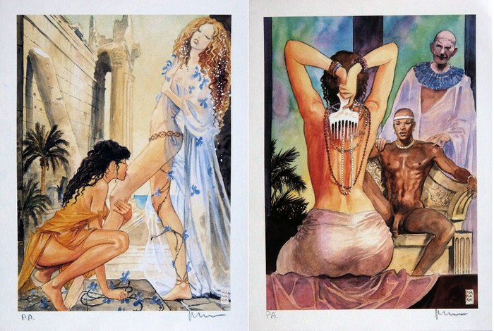 Milo Manara - 2x lito "Aphrodite" - Loose page - First edition - (2005)