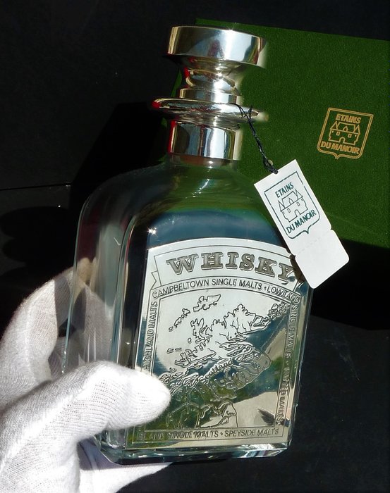  "Les Etains Du Manoir " (France) - Whiskey carafe (1 kg / 20 cm) - Glass, Pewter/Tin