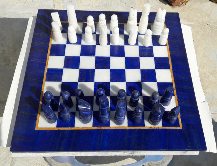 Hand made Chess Set made from good quality Lapis Lazuli
