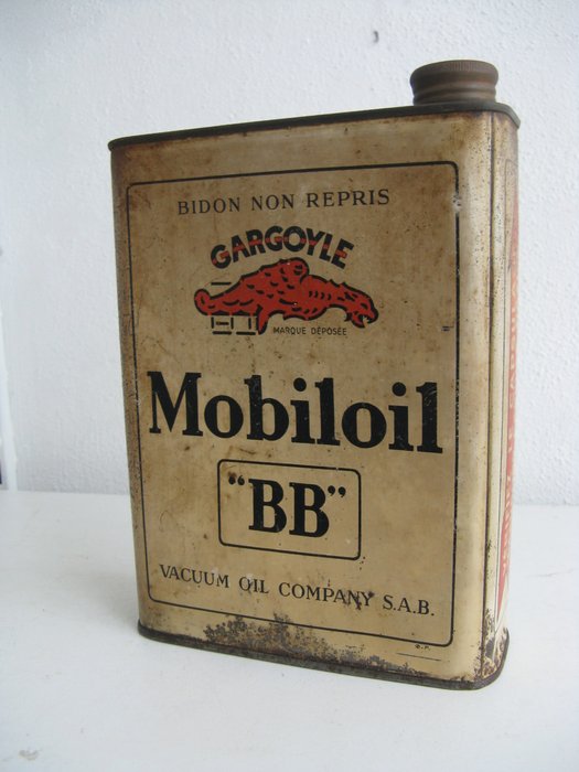 originale antikke olje Gargoyle Mobiloil "BB" - België/Frankrijk - 1930-1930 