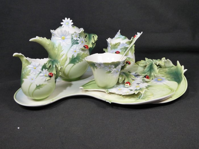 Franz Porcelain, Francis Chen - Juego de café fino "Ladybug" con escala - Porcelana