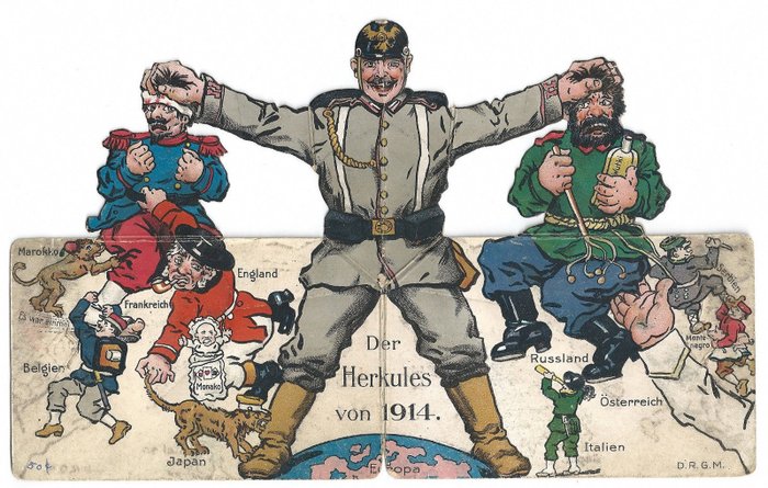 德國 - WW1宣傳明信片 -  Der Hercules von 1914 /德國，英國，必須看!! - 1914