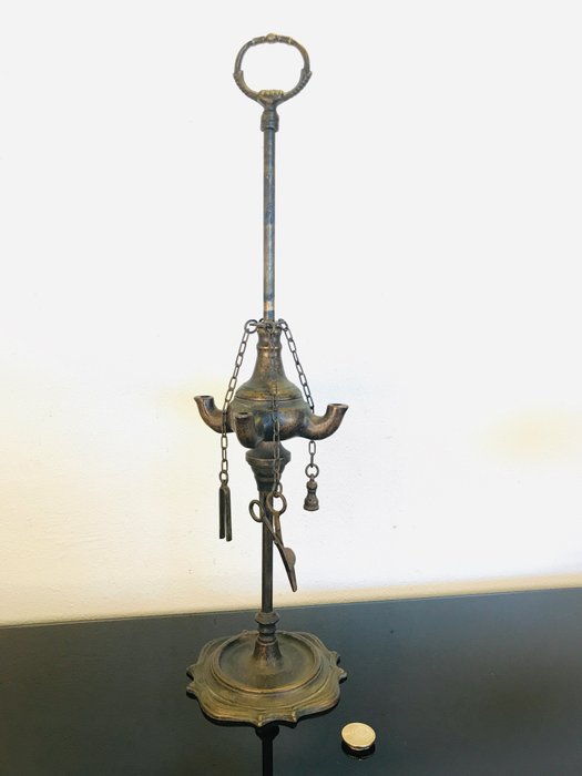 Bronzed kobber Snotnose olie lampe med fire brændere - Kobber
