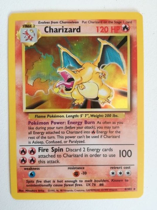 pokemon - Charizard Base Set, Pokémon - Tarjeta coleccionable - 1999