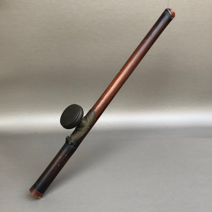 Opium pipe med Yixing keramikkskål - Bambus, Ben, Hvit metall, Leire