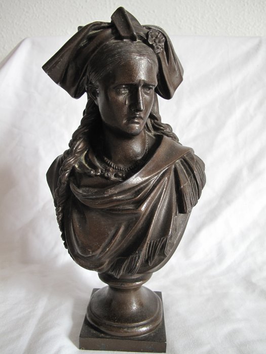 Old bronze bust of Alsatian woman crying the loss of Alsace lorraine (1) - Bronze - Second half 19th century