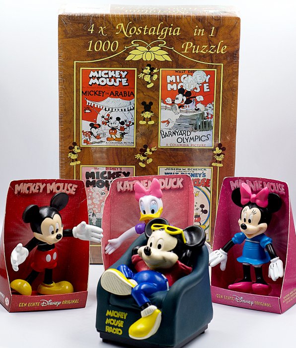 The Walt Disney Company - Mickey Mouse 4 x Nostalgia in 1 - 1000 Puzzle, Mickey Mouse  - 收音机, 拼图, 雕像 - 1980-1989 - 荷兰