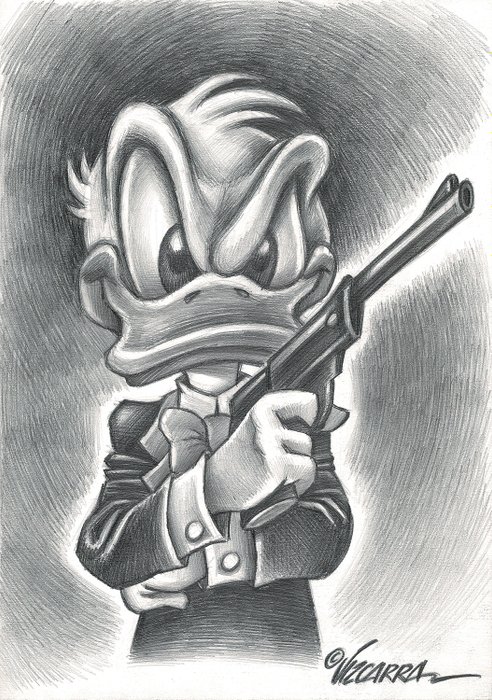 My name is Duck, Donald Duck 007 - Original Drawing - Joan Vizcarra - Pencil Art