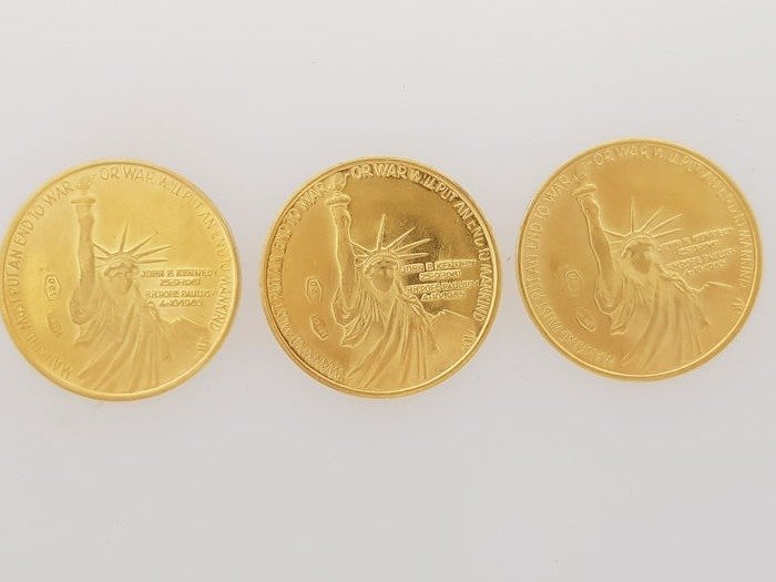 United States - Medaille - John F Kennedy 1963 - 3 pièces - Gold