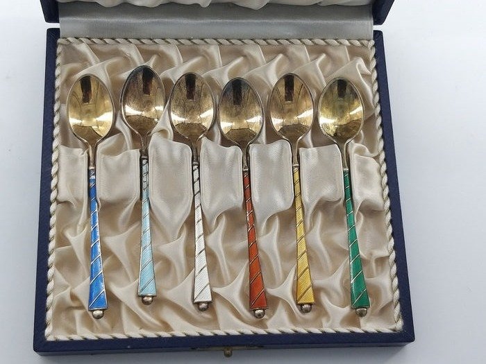 Enamel silver teaspoon - .925 silver - Ela - Denmark - Second half 20th century