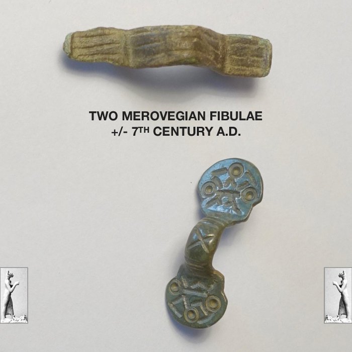 Merovingian periode - Bronse - To fibulae,