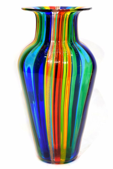 Gabriele Urban - La Fornasotta ( Murano ) - Vaso a canne multicolore - Vetro