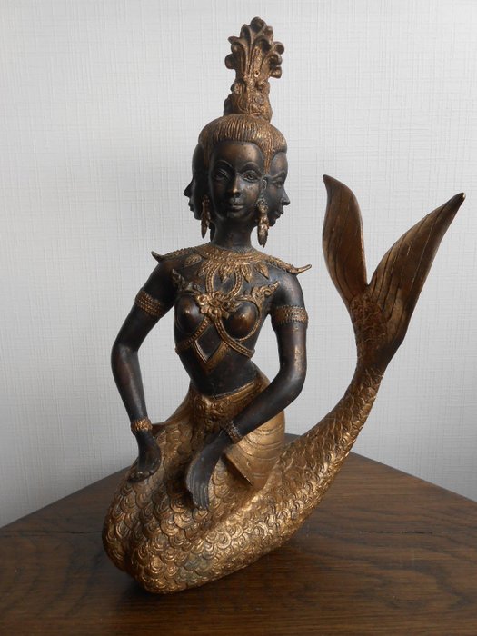 SUVANNAMACCHA PRINCIPESSA (1) - Bronzo - Suvannamaccha - la principessa sirena d'oro della mitologia Thai Ramakien - Thais bronsen beeld 37cm-4,9kg - Tailandia - Seconda metà del 20° secolo