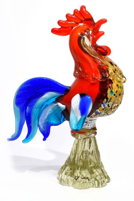 Pitau ( Murano )  - Rampant rooster - Glass