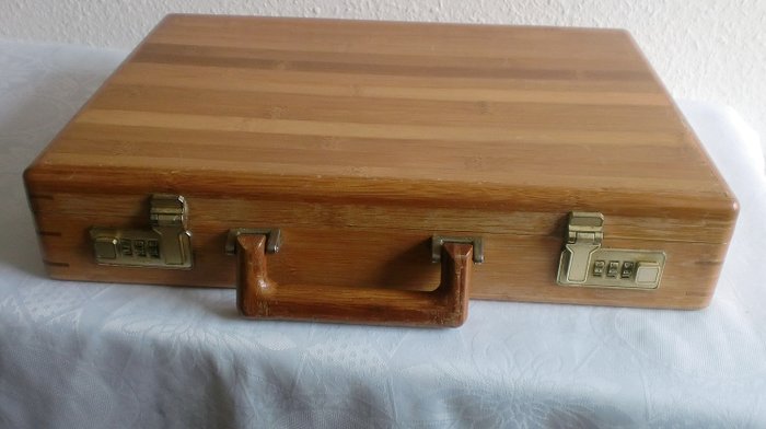 Original 1970 Teak Wood Briefcase - Presto (1) - Wood- Teak
