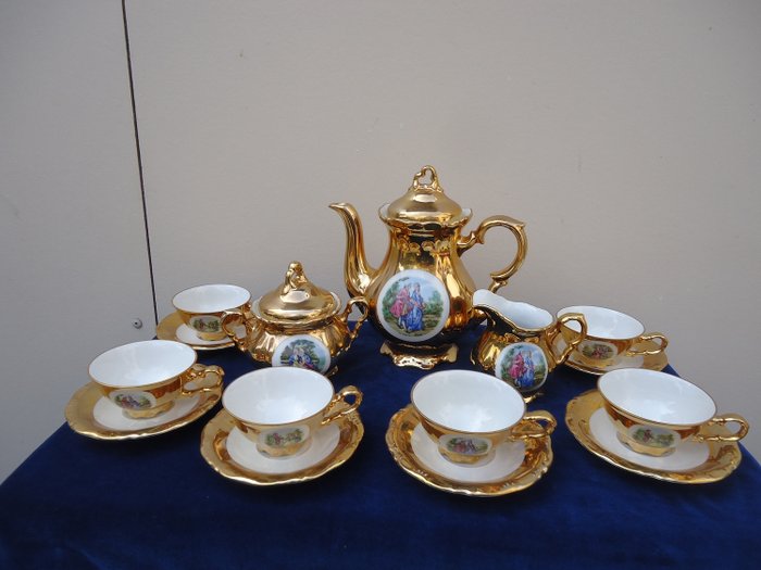 Bavaria Waldershof - zestaw mokka / herbata na 6 - 22 karatowe złoto - Porcelana