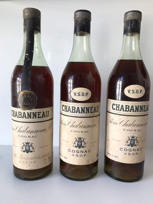 Pierre Chabanneau - Cognac VSOP & fine champagne VVSOP - b. Lata 40., Lata 50. - 0,7 litra - 3 buteleki