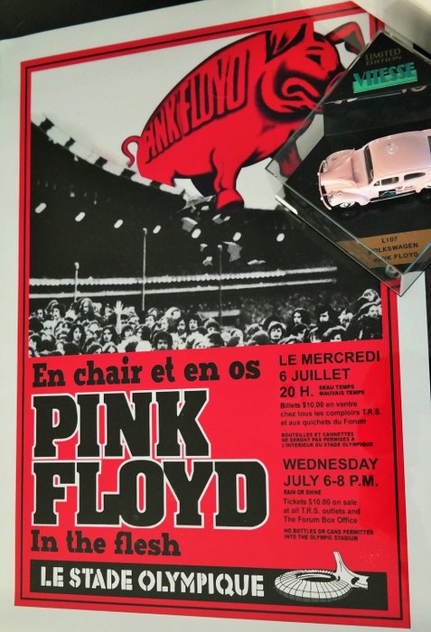 平克・弗洛伊德 - Rare 1994 issue Vitesse of Portugal VW Beetle 'Pink Floyd' & Pink Floyd 1977 Concert Poster montreal - Official merchandise memorabilia item - 1994/2016
