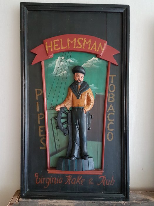 Placa de parede vintage - Helmsman tubos e tabaco - madeira