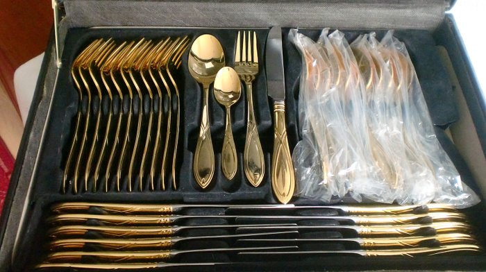 Solingen  - SBS LUXUS Cutlery in Suitcase 69 Parts (69) - 23/24 carat gold plated, 1000 pure gold original price 1750 €