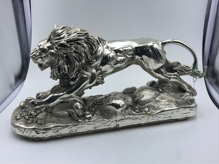 Gelamineerde zilveren leeuw - Zilver gelamineerd - Ottaviani - Italië - Tweede helft 20e eeuw