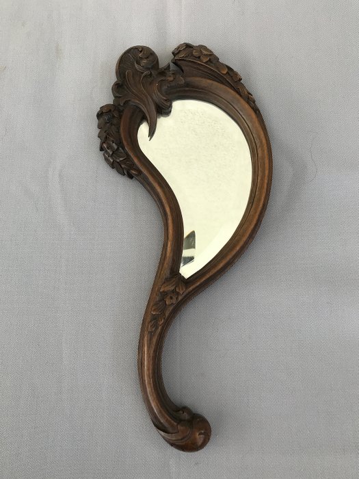 Large Antique Wooden Art Nouveau Hand, Antique Wooden Hand Mirrors