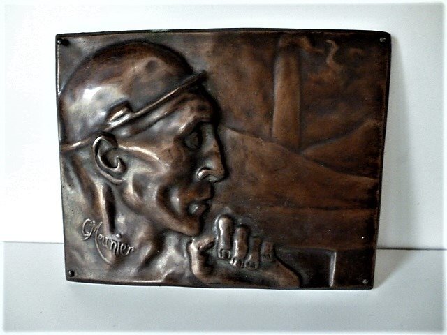 CONSTANTIN MEUNIER - Bronze Plaque - Le Mineur