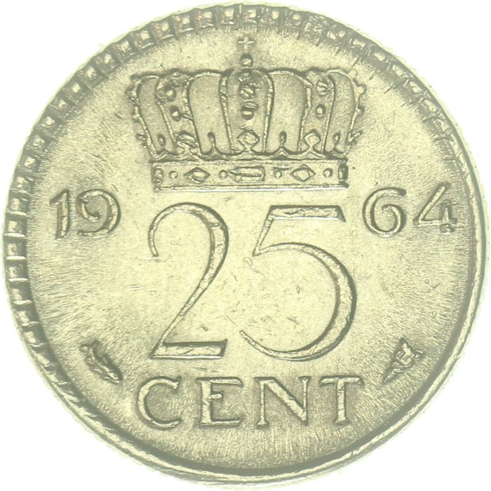 Nederland - 25 Cent 1964 misslag Juliana