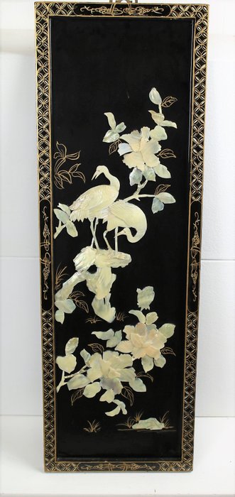 Κινεζικό πάνελ λάκας διακοσμημένο με μαργαριτάρι - Λάκα - Κίνα - 2ο μισό του 20ου αιώνα