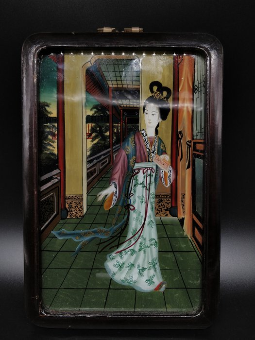 Achterglasschildering - Glas - China - Eind 20e eeuw
