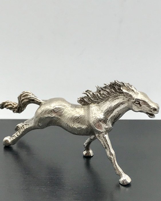 M.Cerreti - Caballo miniatura grande de plata maciza hecho a mano - Plata
