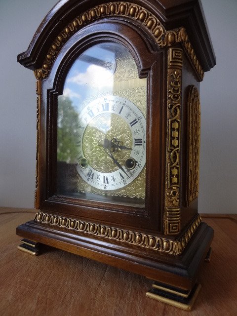 Emil Schmeckenbecher Mantel Clock - Brass, Wood - 1974