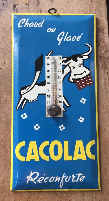 Cacolac chaud ou glacé - Reclameplaat / thermometer (1) - Tole, Glacoid