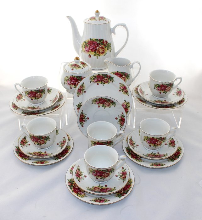 Royal China - English Rose - Serviciu de ceai pentru 6 (21) - Porțelan