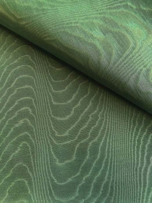 Old dry green moire fabric. Without use. - Without reservation. Moaré Perfect state
