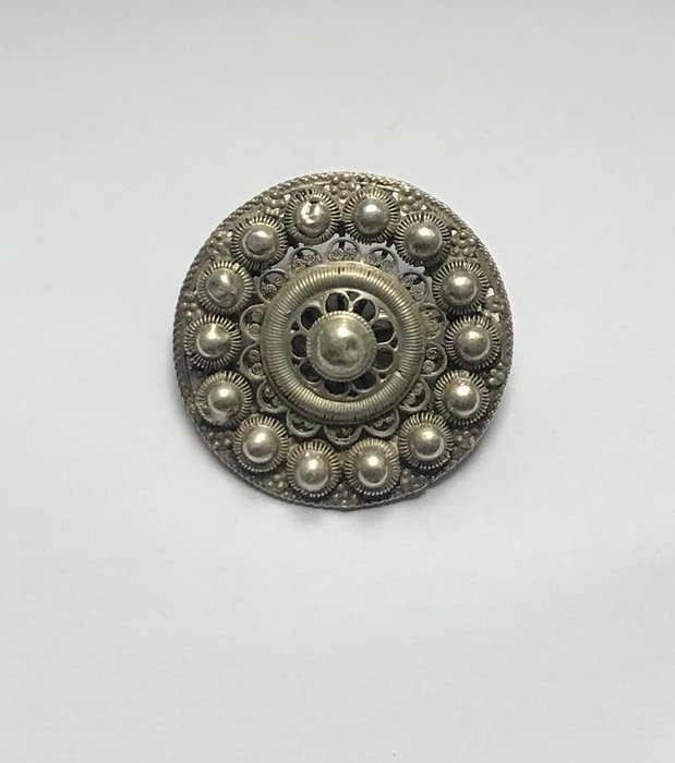 Antiek Zilveren Zeeuwse knoop klederdracht broche - 925 Silver - Brosch Nederlands zilver