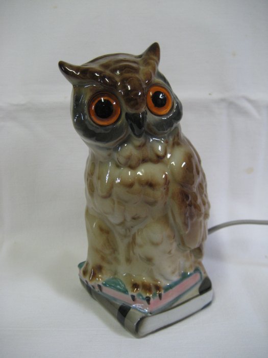 Perfume lamp-Watch lamp owl on book (1) - Porcelain