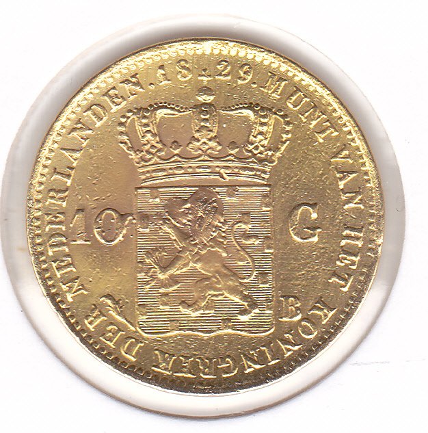 荷蘭 - 10 Gulden 1829 Brussel Willem I  - 金色