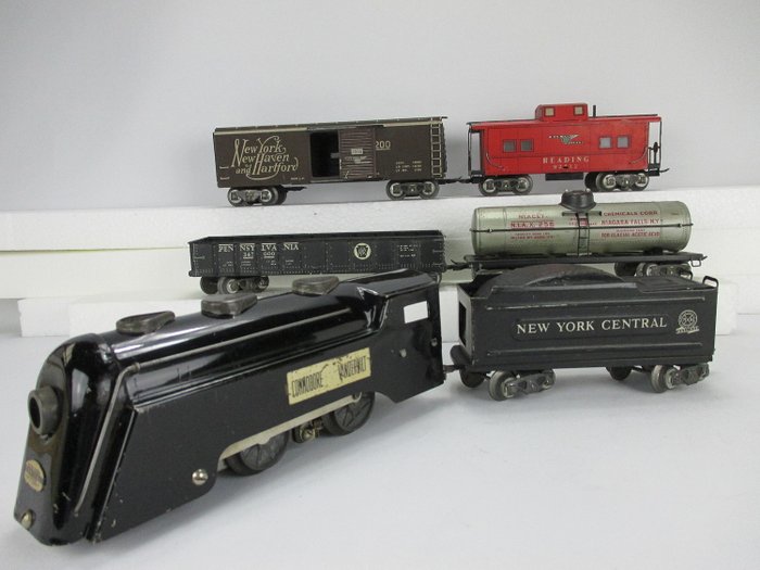 Louis Marx 0轨 - 25000 - 煤水车蒸汽机车 - 1930年的 6件 Stoomtreinset "范德比尔特准将" - New York Central Lines