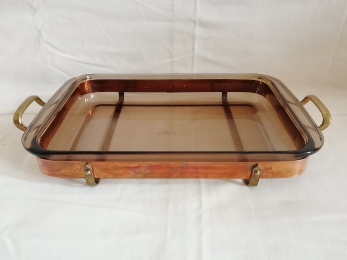 Pyrex - 獨家耐熱玻璃烤盤，堅固的銅支架 (1) - 玻璃, 銅