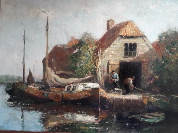 Henk Welther, (1891 - 1947) - Bedrijvigheid naast de schepen.