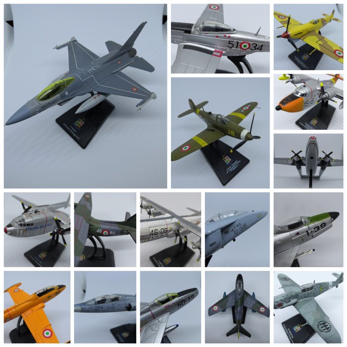 Leo Models - Italy Air Force - Aeronautica Militare Italiana  - 23 vliegtuigmodellen van de Italiaanse luchtmacht, schaal 1: 100, 1: 200, 1: 250 - Aluminium, Diecast, Plastic
