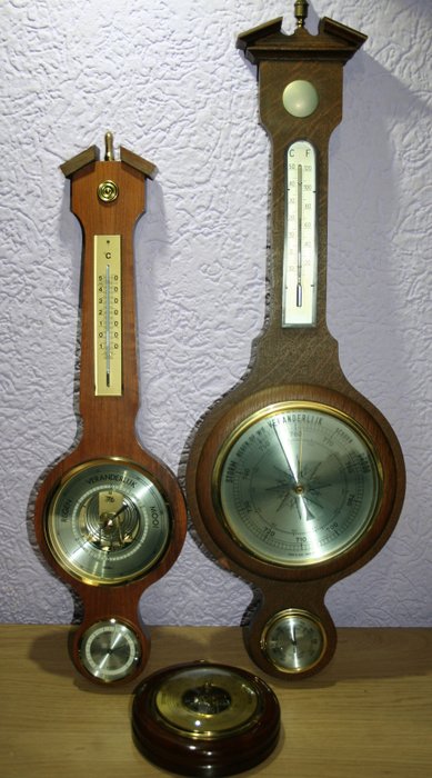 Fisher - Barometer, Fisher made in GDR (3) - Brass, Copper, Wood