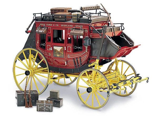 Franklin Mint - VERY RARE Wells Fargo Overland Stagecoach met bagage en geweren - Schaal  1:16  BRAND NEW in BOX !