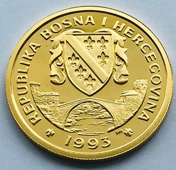 Bosnien und Herzegowina - 70 und 10 Ecu 1993 - Altstadt von Sarajevo - Gold