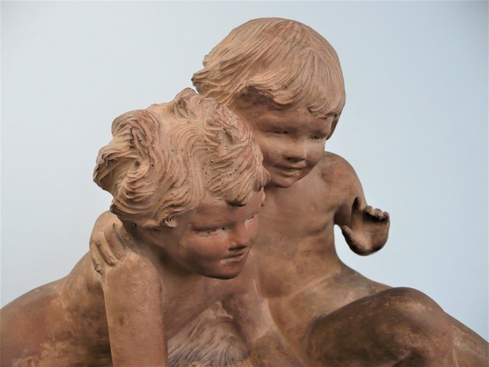 Ugo Cipriani (1887-1960) - Groupe Sculpture terre cuite - Art Déco 1930