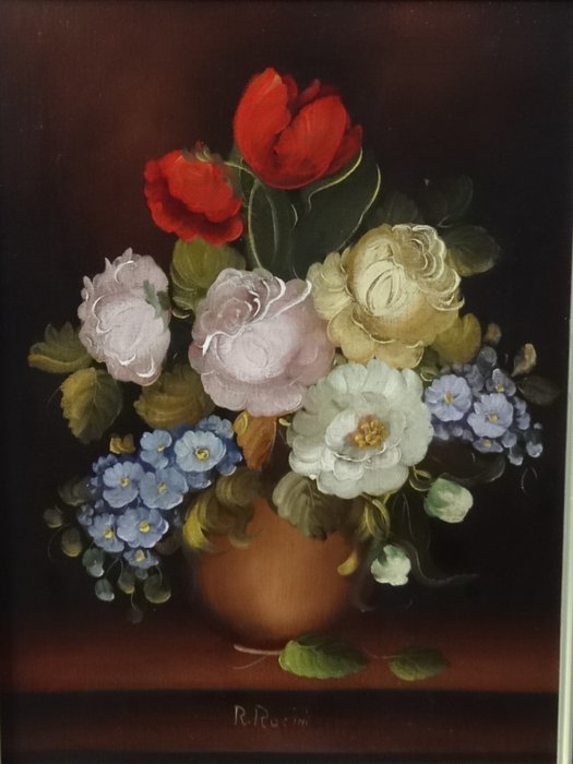 R.Rosini peintre Italien - Florale