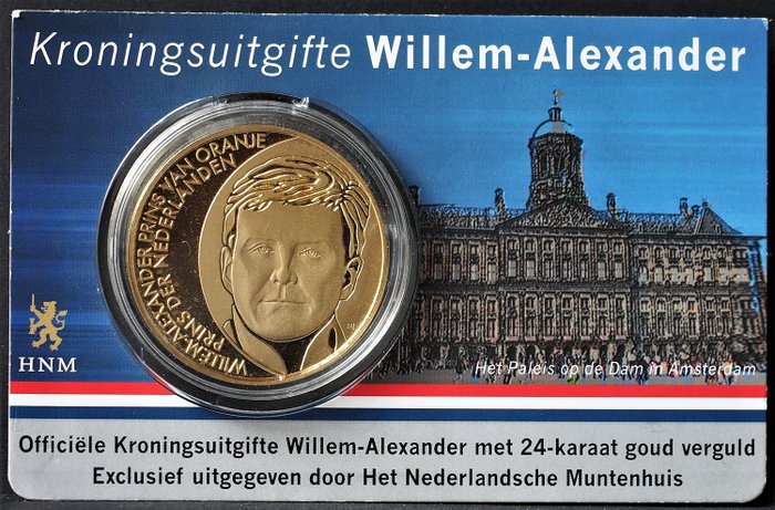 Nederländerna - Penning 2010 Kroningsuitgifte Willem-Alexander verguld in coincard
