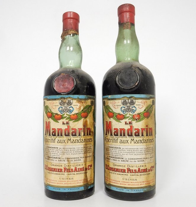 Cusenier - Mandarin - b. Jaren 1940 - 1,0 Liter - 2 flessen